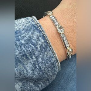 Sterling silver with 14k green amethyst bracelet